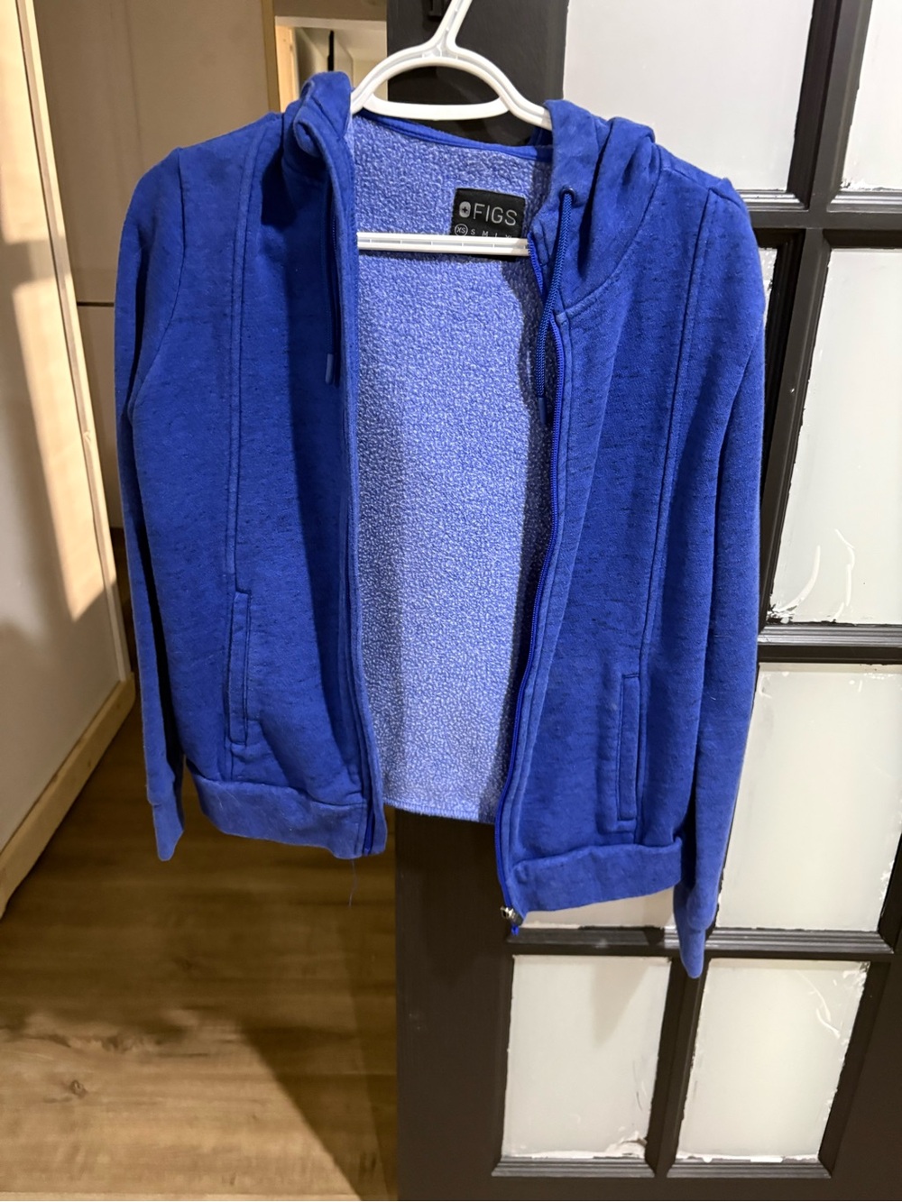 Figs Kids Hooded Zip-Up Jacket in Royal Blue
